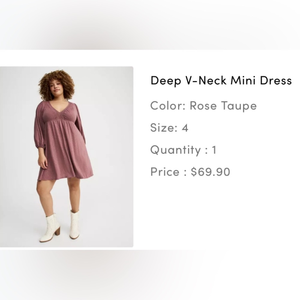 NWT Torrid Deep V-Neck Mini Dress size 4